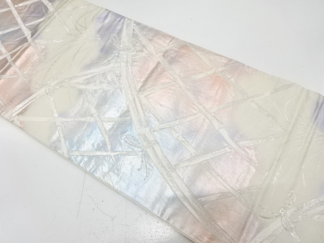 JAPANESE KIMONO / ANTIQUE FUKURO OBI / SILK / WOVEN PLANTS